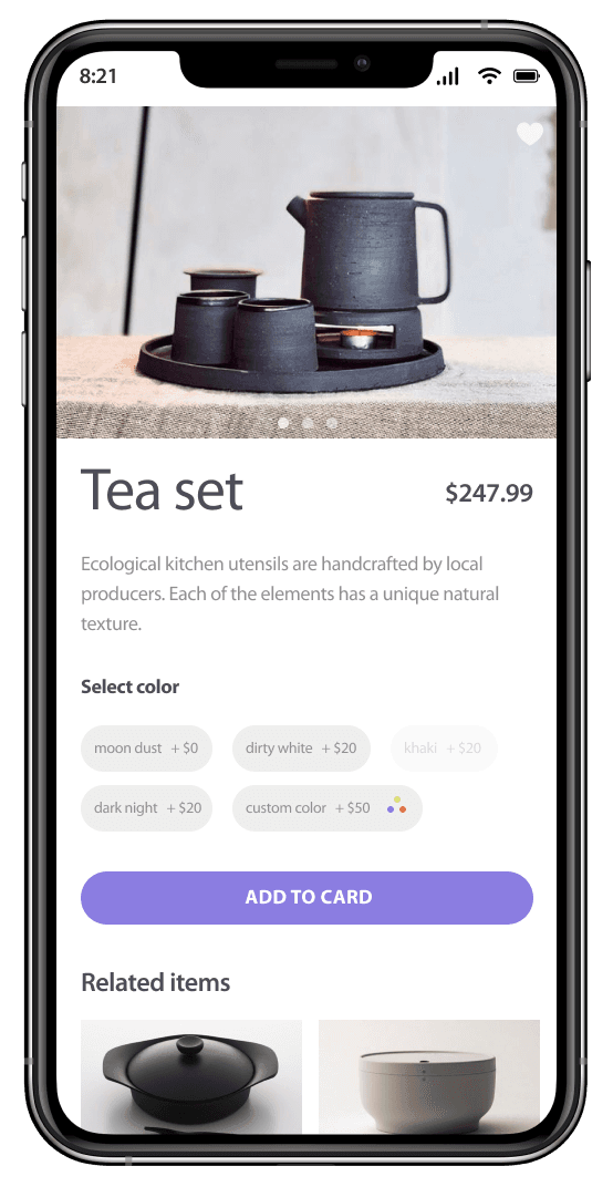 zaprojektowana strona internetowa lub wizerunkowa produktu na telefonie komórkowym